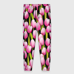 Женские брюки Цветы Розовые Тюльпаны
