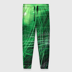 Женские брюки Неоновые волны и линии - Зелёный