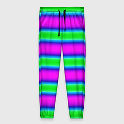 Женские брюки Зеленый и фиолетовые яркие неоновые полосы striped