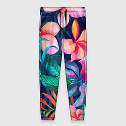 Женские брюки Яркие тропические цветы Лето