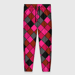 Женские брюки Розово-красный геометрический узор