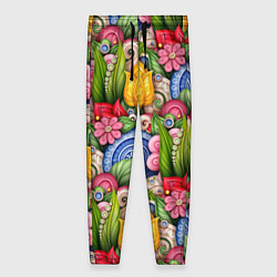 Женские брюки Тюльпаны объемные листья и цветы