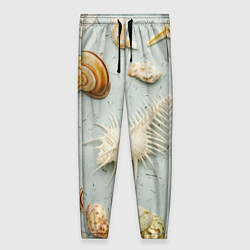 Женские брюки Океанские ракушки и морские звёзды на песке