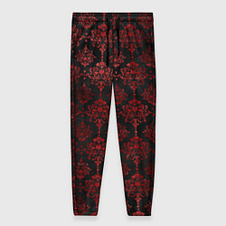 Женские брюки Красные классические узоры на черном фоне
