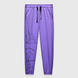 Женские брюки Красивый фиолетовый градиент с цветами