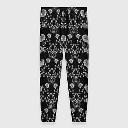 Женские брюки Черно-белый цветочный полосатый ретро узор