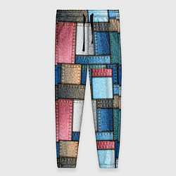 Брюки женские Джинсовые лоскуты - пэчворк, цвет: 3D-принт