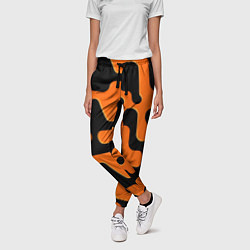 Брюки женские Черно-оранжевый абстрактный лабиринт, цвет: 3D-принт — фото 2