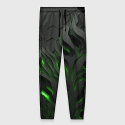 Женские брюки Объемные черные и зеленые линии
