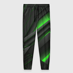 Женские брюки Черно-зеленые объемные полосы