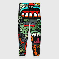Брюки женские Монстры в зеленом и оранжевом - нейросеть, цвет: 3D-принт