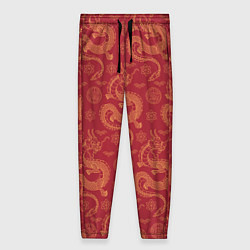 Женские брюки Dragon red pattern