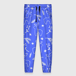 Женские брюки Синий рождественский принт с оленями