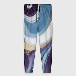 Женские брюки Абстрактный волнистый узор фиолетовый с голубым