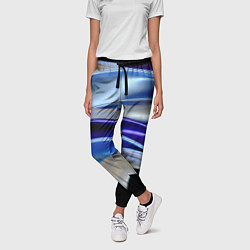 Брюки женские Абстрактные волны синего оттенка, цвет: 3D-принт — фото 2