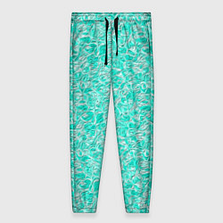 Брюки женские Абстрактный бирюзово-белый фон, цвет: 3D-принт