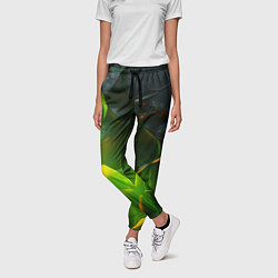 Брюки женские Зеленая абстрактная неоновая текстура, цвет: 3D-принт — фото 2
