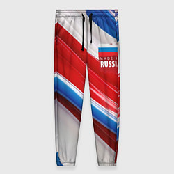 Женские брюки Герб России на абстрактном фоне