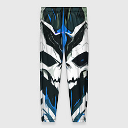 Брюки женские Абстрактный белый череп и синие полосы, цвет: 3D-принт