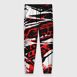 Брюки женские Красно-чёрная агрессивная абстракция на белом фоне, цвет: 3D-принт