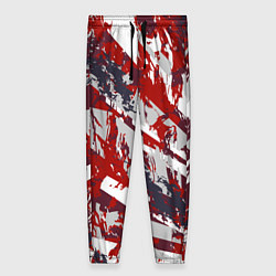 Брюки женские Геометрическая абстракция линии на красном, цвет: 3D-принт