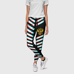Брюки женские Герб РФ глитч геометрия, цвет: 3D-принт — фото 2