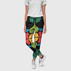 Брюки женские Калейдоскоп на темном фоне, цвет: 3D-принт — фото 2