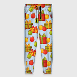 Женские брюки Новогодний паттерн с подарками и ёлочными шариками