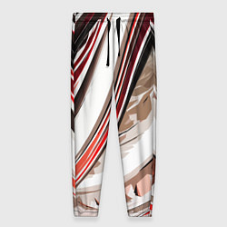 Женские брюки Волнистая бело-красная абстракция