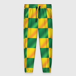 Брюки женские Желтый и зеленый геометрический паттерн, цвет: 3D-принт