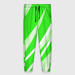 Женские брюки Яблочный зелёный абстракция с полосами