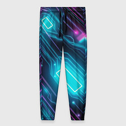 Брюки женские Неоновый узор киберпанк микросхемы, цвет: 3D-принт