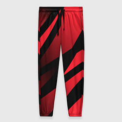 Брюки женские Чёрные полосы с красно-розовым, цвет: 3D-принт
