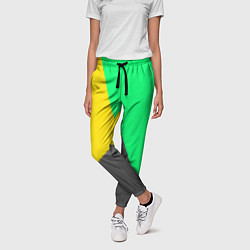 Брюки женские Жёлто-серо-зелёный трёхцветный, цвет: 3D-принт — фото 2