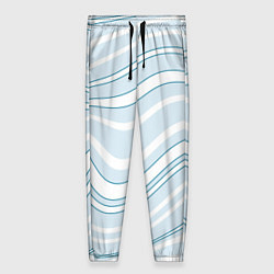 Женские брюки Светлый бело-голубой волнистые полосы