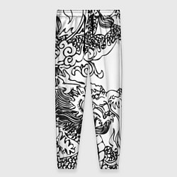 Брюки женские Татуировка дракона на белом, цвет: 3D-принт