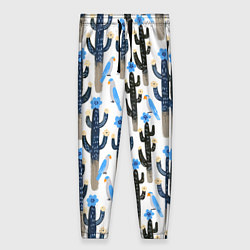 Брюки женские Кактусы и попугаи, цвет: 3D-принт