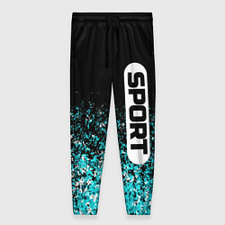 Брюки женские Sport чёрно-голубой пятнистый, цвет: 3D-принт