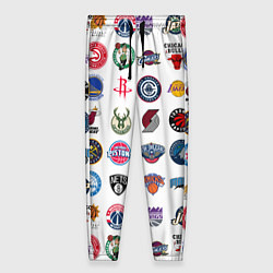 Брюки женские Команды НБА на белом фоне, цвет: 3D-принт