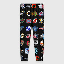 Брюки женские Команды НХЛ на черном фоне, цвет: 3D-принт