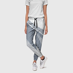 Брюки женские Светлый серо-голубой текстурированный с полосой, цвет: 3D-принт — фото 2