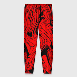 Брюки женские Чёрно-красный абстрактный линии, цвет: 3D-принт