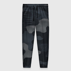 Брюки женские Текстура - камуфляжная синяя ткань, цвет: 3D-принт