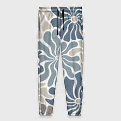 Брюки женские Цветы blue and beige pattern, цвет: 3D-принт