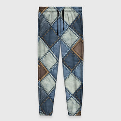 Брюки женские Джинсовый пэчворк ромбовый узор, цвет: 3D-принт