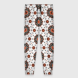 Брюки женские Геометрические цветы на белом, цвет: 3D-принт