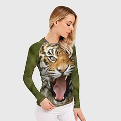 Рашгард женский Удивленный тигр, цвет: 3D-принт — фото 2