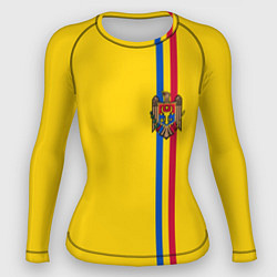 Рашгард женский Молдавия: лента с гербом, цвет: 3D-принт