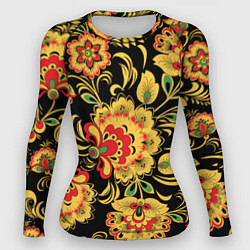 Рашгард женский Желтая хохлома, цвет: 3D-принт