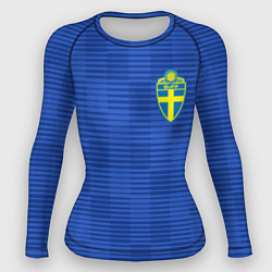 Рашгард женский Сборная Швеции: Гостевая ЧМ-2018, цвет: 3D-принт